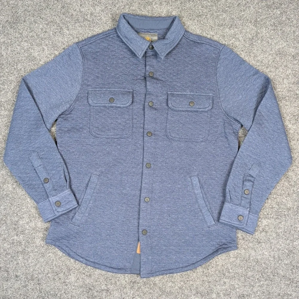 Cloudveil Mountainworks Mens Small Heather Blue Knit Button Front Shirt Jacket